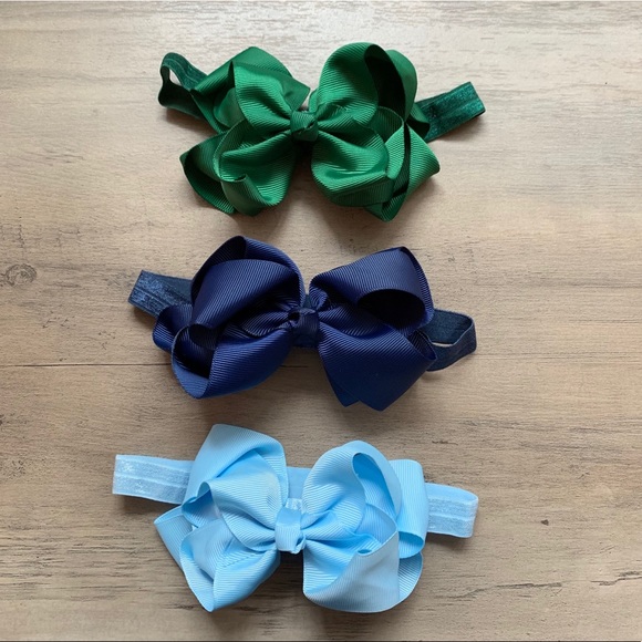 Ribbon Hair Bow Elastic Headband Set of 6, New - Picture 2 of 7